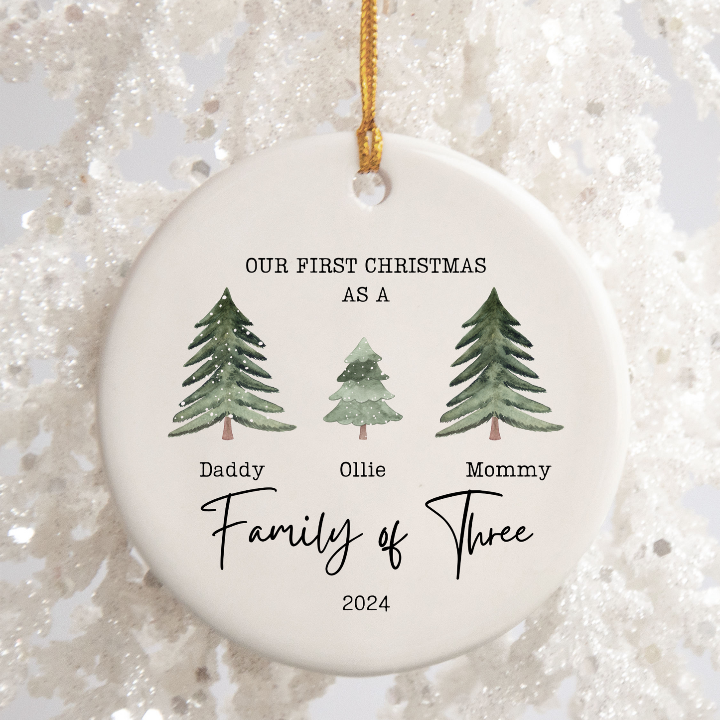 First Christmas as a Family of 3 Christmas Ornament