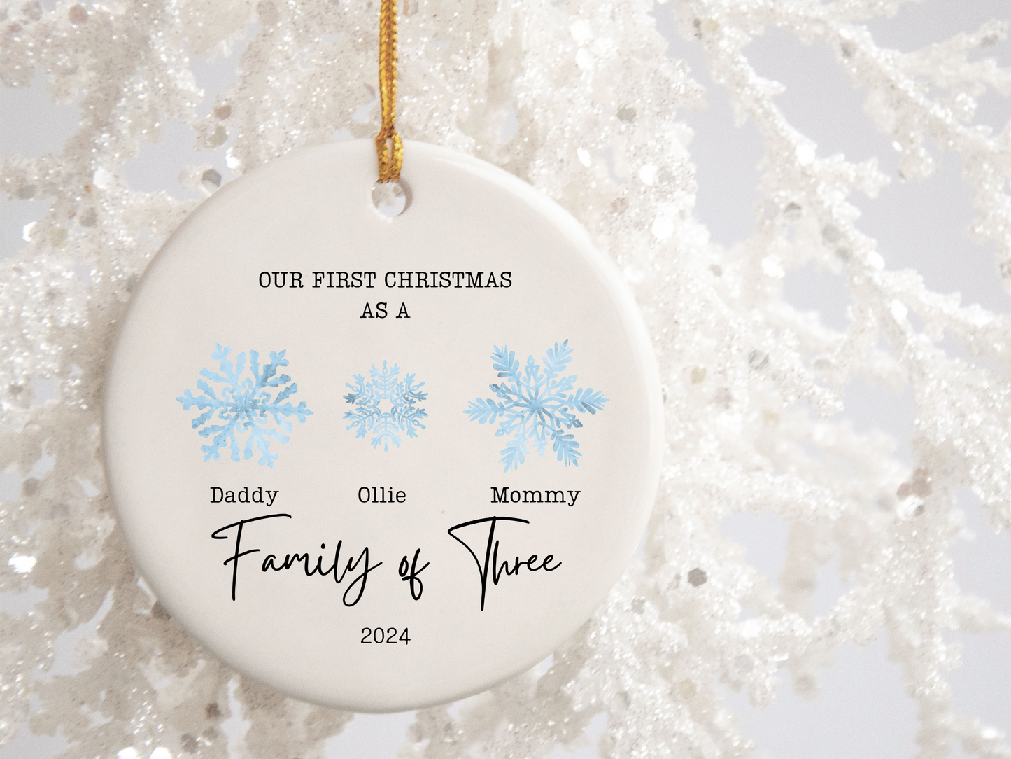 First Christmas as a Family of 3 Christmas Ornament