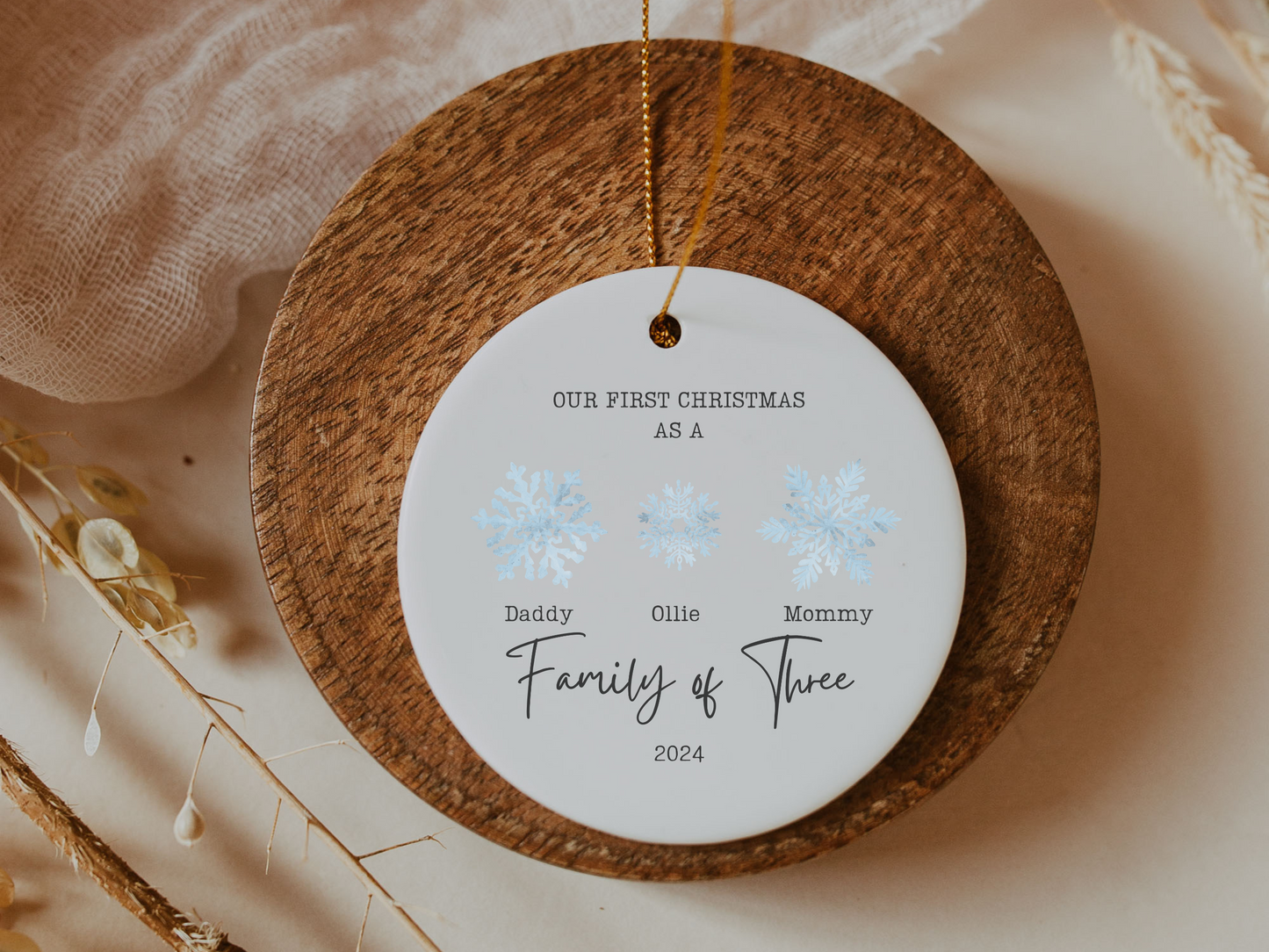 First Christmas as a Family of 3 Christmas Ornament