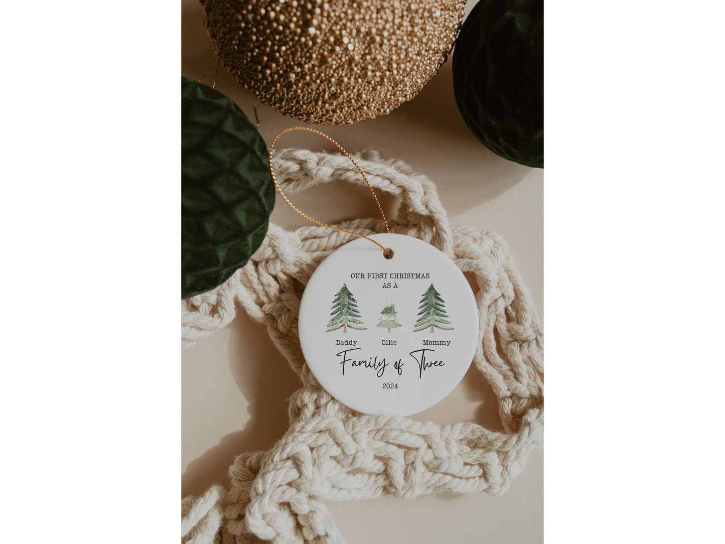 First Christmas as a Family of 3 Christmas Ornament
