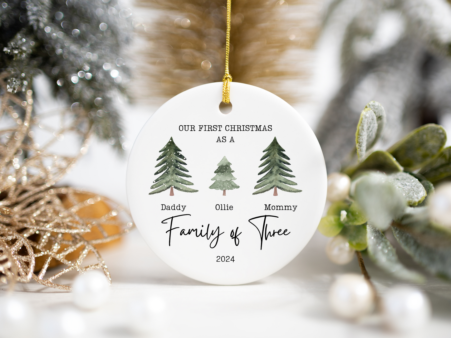 First Christmas as a Family of 3 Christmas Ornament