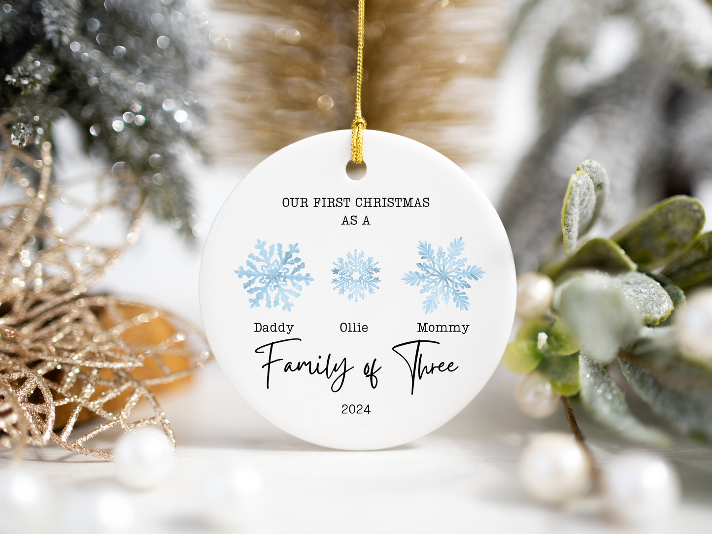 First Christmas as a Family of 3 Christmas Ornament