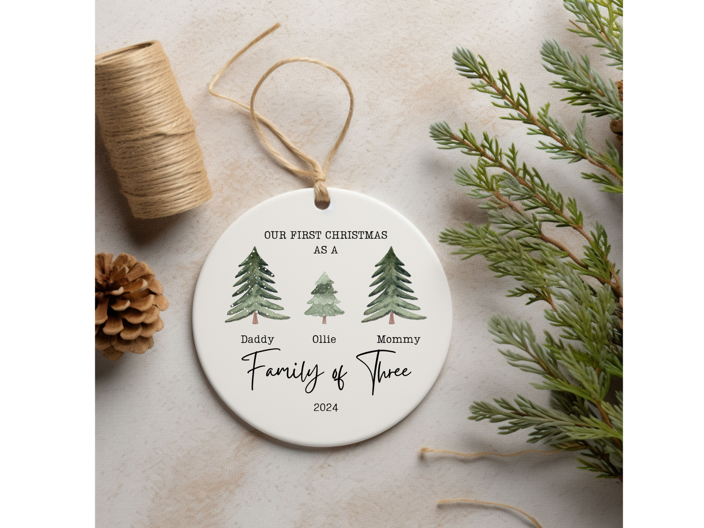 First Christmas as a Family of 3 Christmas Ornament