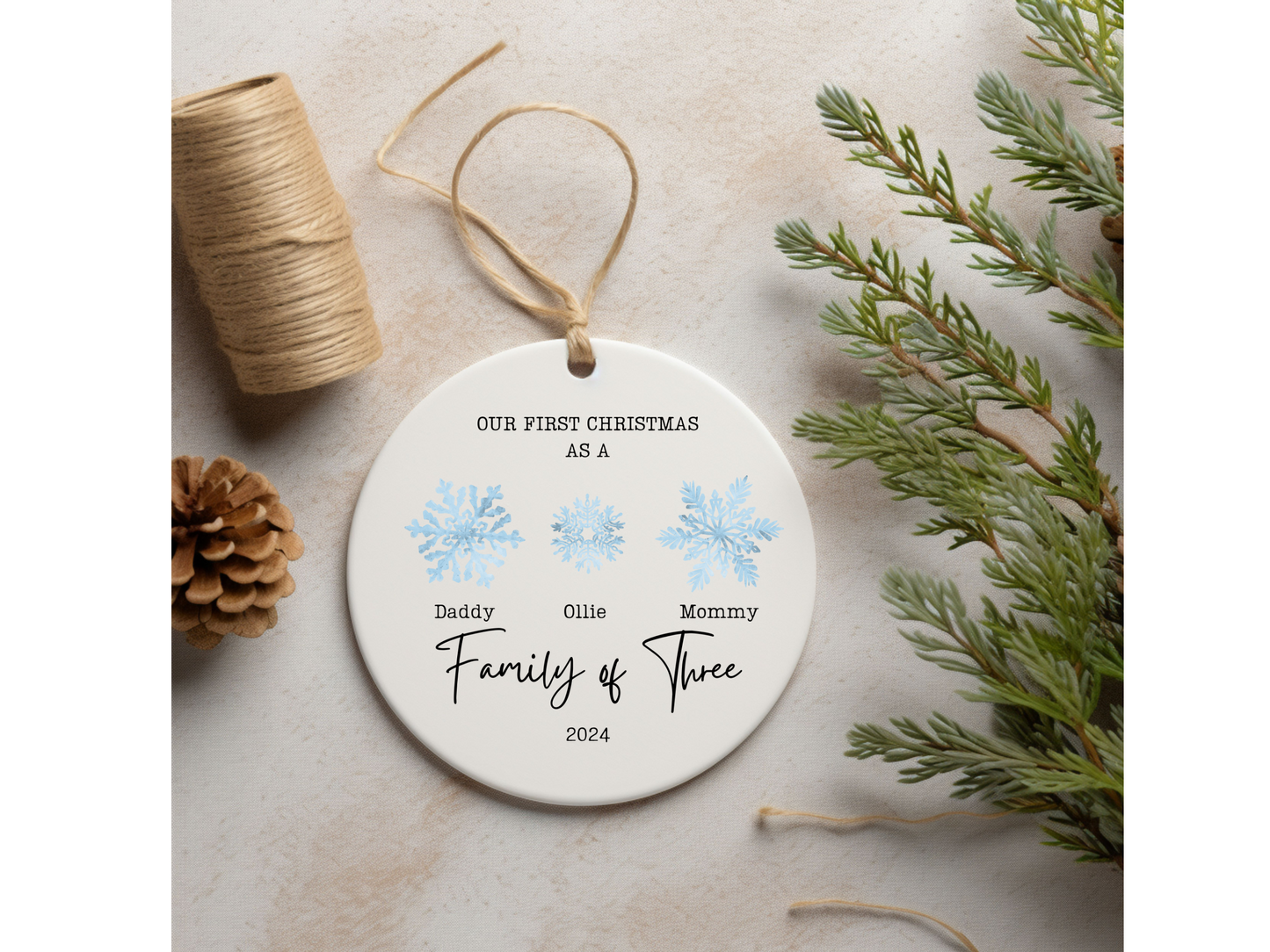 First Christmas as a Family of 3 Christmas Ornament