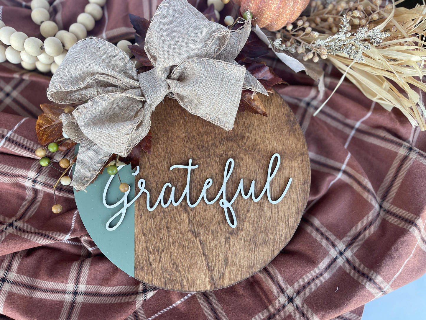 Grateful Thanksgiving Door Hanger Front Door Decor