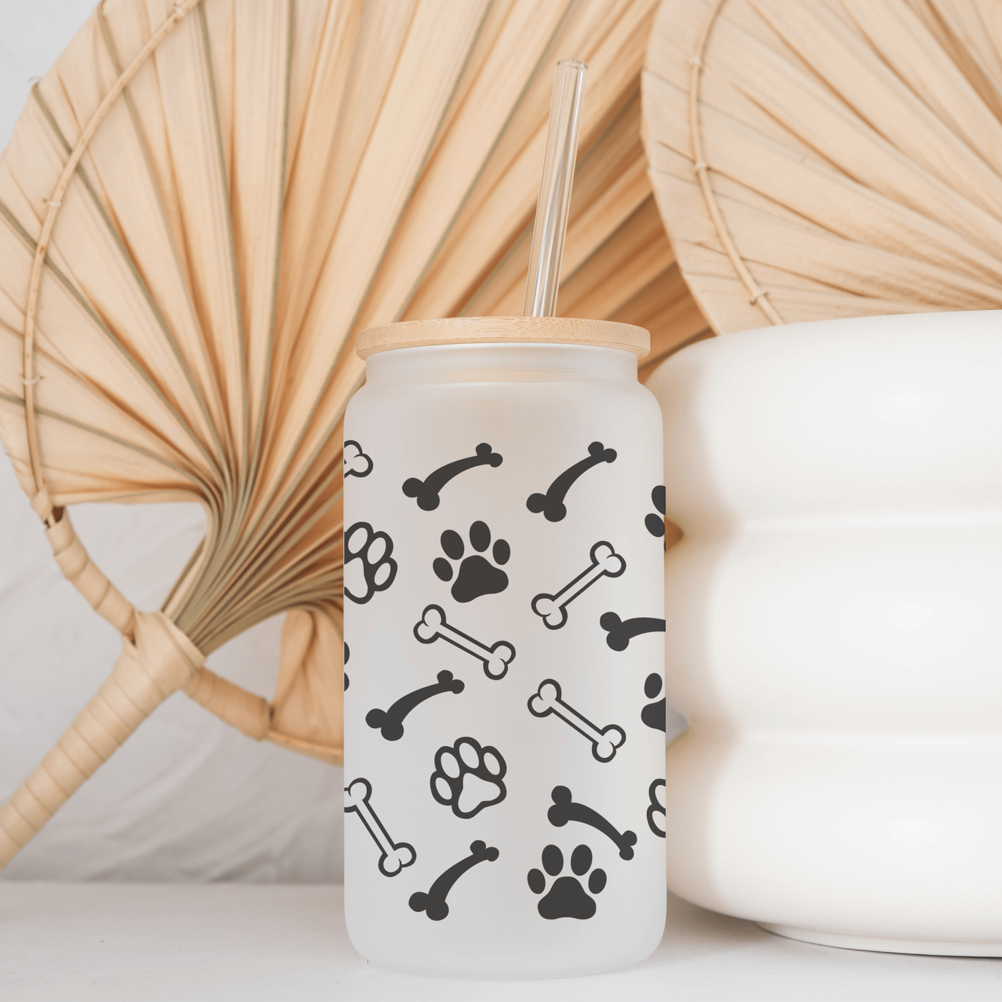 Dog Lover 16 oz glass can tumbler