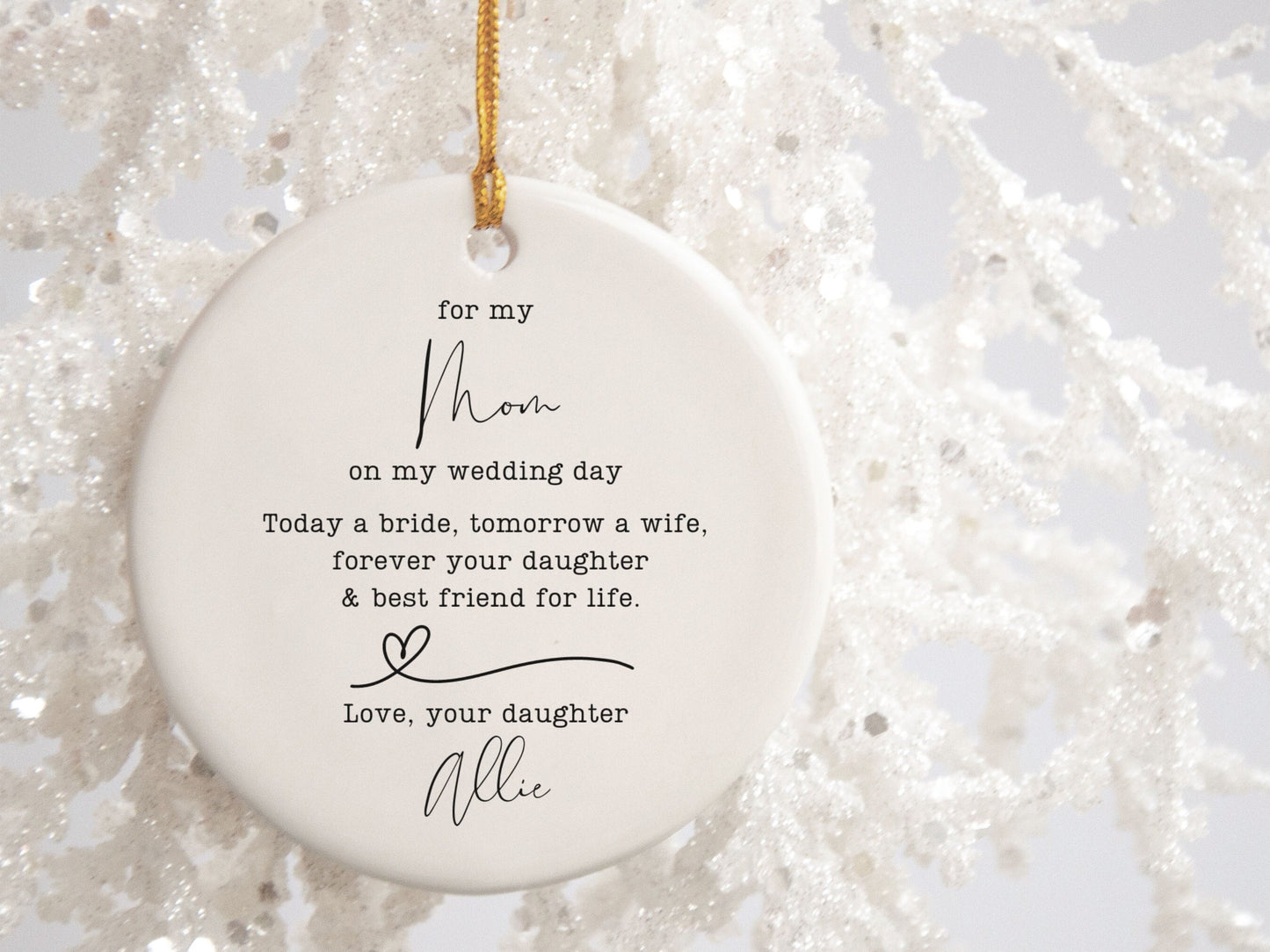 Personalized Mother of the bride gift for Mom Wedding Day Gift Custom Mother of the Bride Christmas Ornament Mom Gift from bride Keepsake