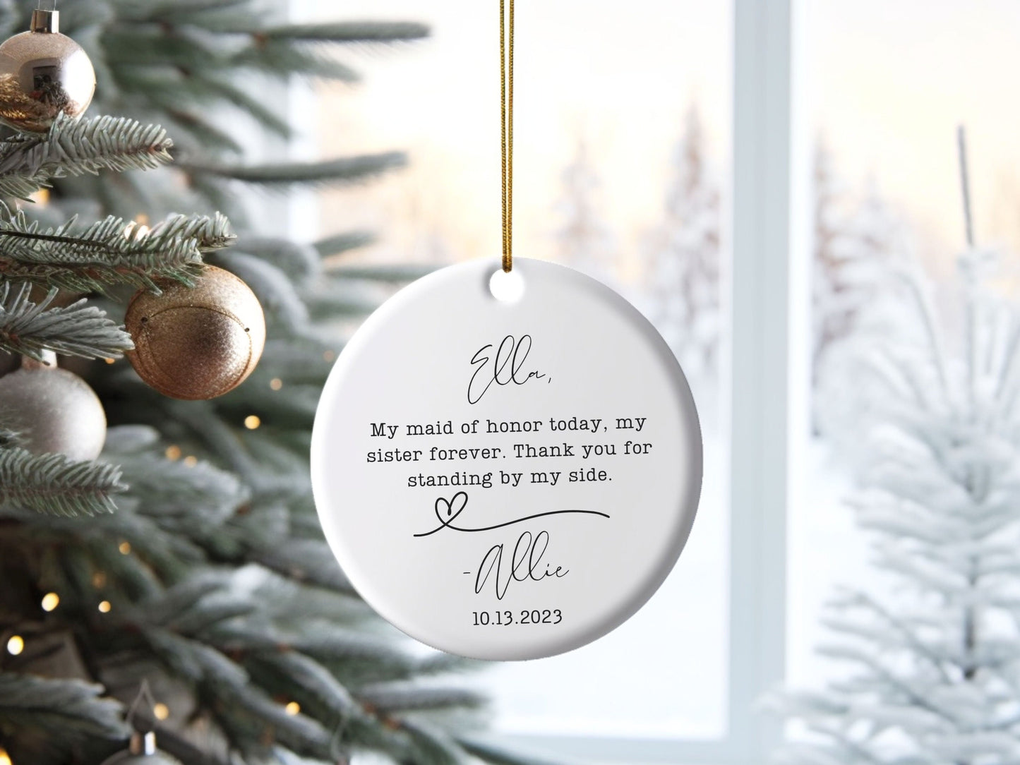 Personalized Maid of Honor Gift Custom Maid of Honor Gift Maid of Honor Christmas Ornament Maid of Honor Thank you gift for MOH Sister Gift