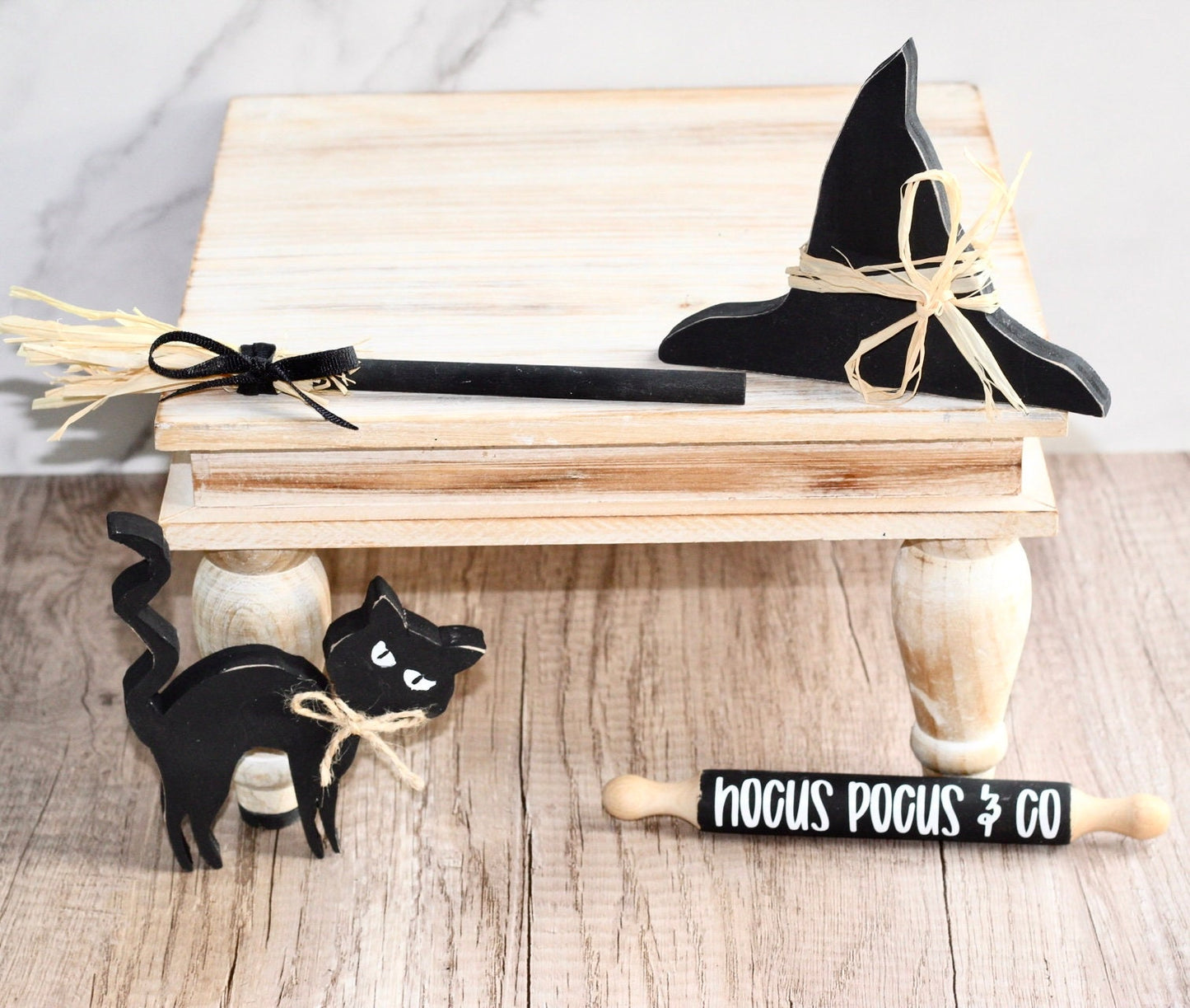 Witch Tiered Tray Decor Black Cat Decor Halloween Decor Witch Halloween Decoration Halloween Tiered Tray Set for Halloween Tiered Tray Decor