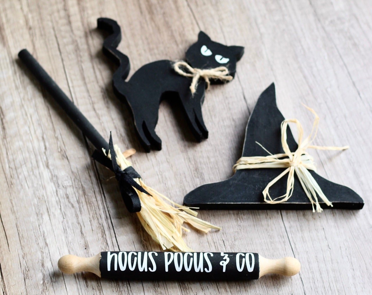 Witch Tiered Tray Decor Black Cat Decor Halloween Decor Witch Halloween Decoration Halloween Tiered Tray Set for Halloween Tiered Tray Decor