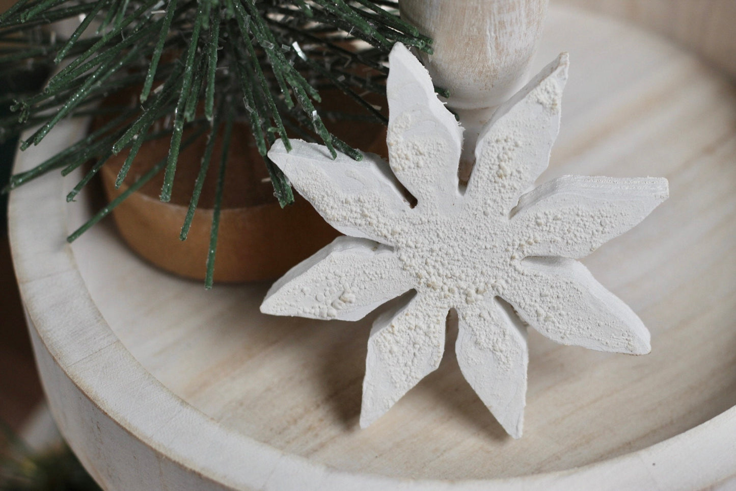 Wooden Snowflake Tiered Tray Decor Winter Tiered Tray Decor Mantle Decor Winter Home Decor Christmas Decor Rustic Winter Decor