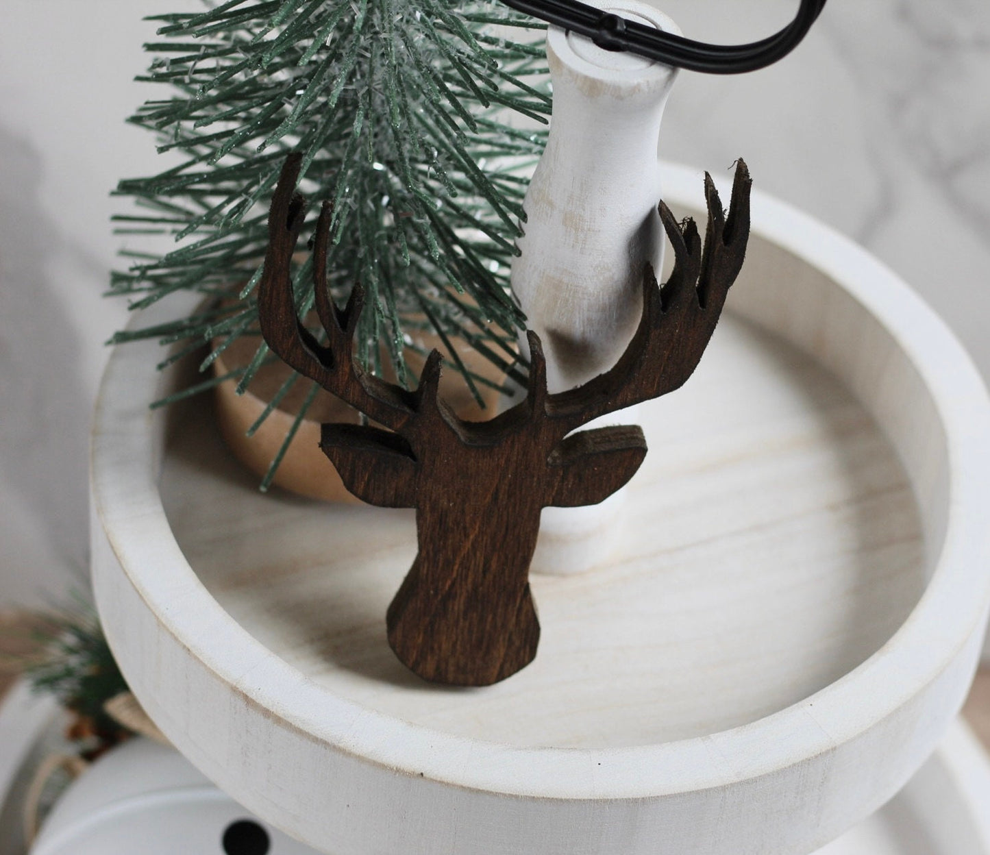Winter Tiered Tray Decor Christmas Tiered Tray Decor Deer Tiered Tray Decor Buck Decor Deer Decor Hunting Season Decor Winter Deer Wood Deer