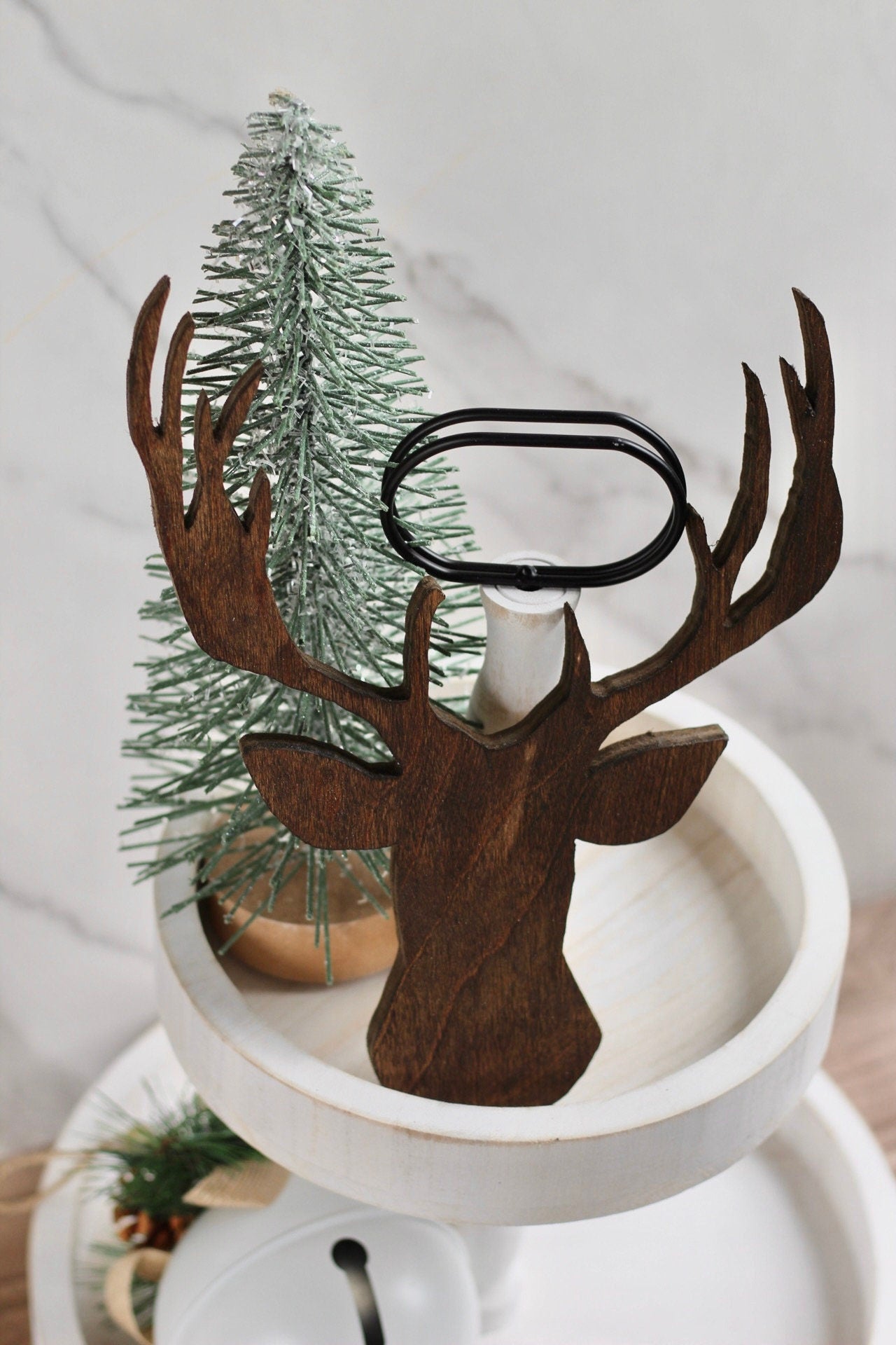 Winter Tiered Tray Decor Christmas Tiered Tray Decor Deer Tiered Tray Decor Buck Decor Deer Decor Hunting Season Decor Winter Deer Wood Deer
