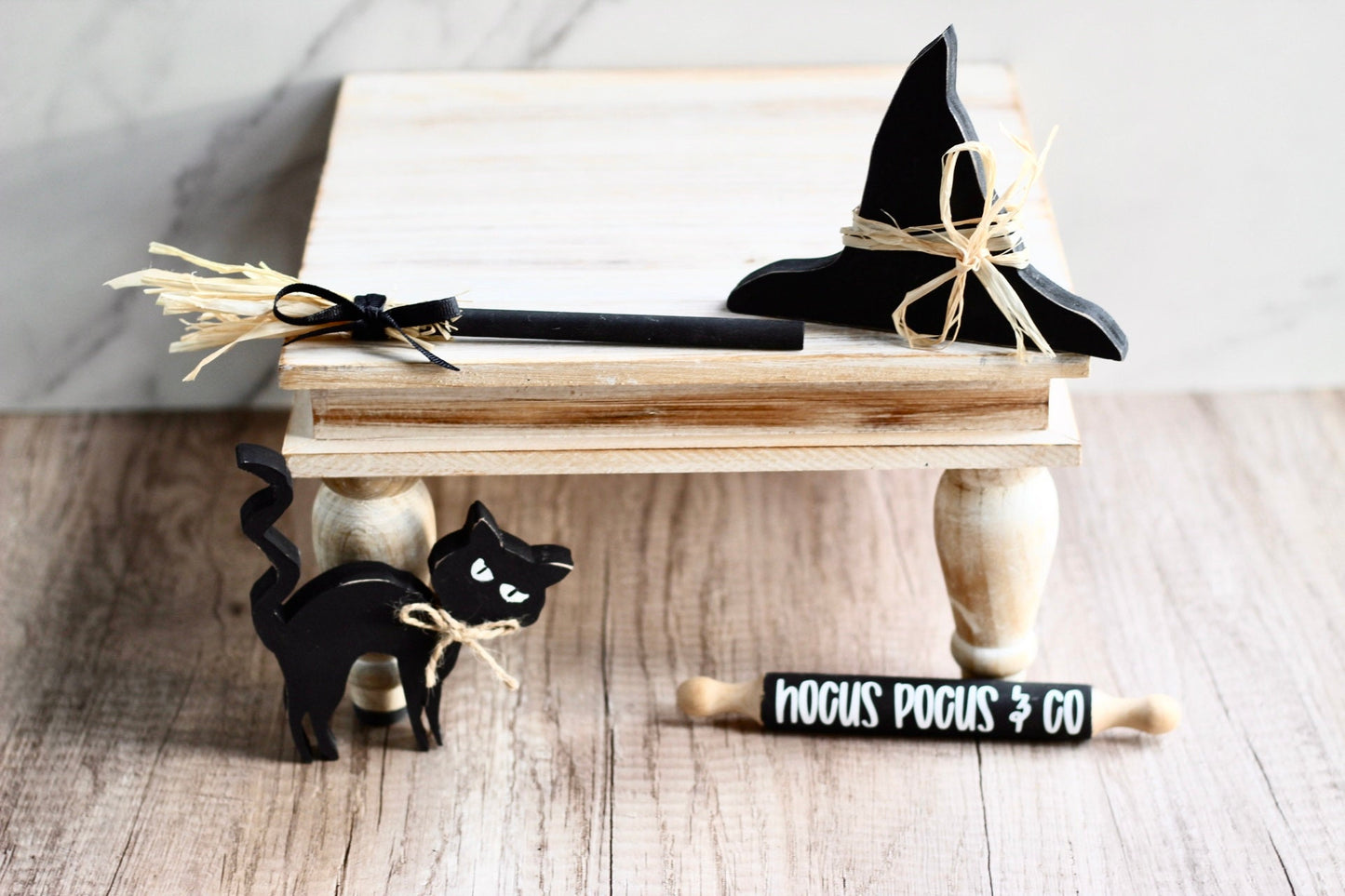 Witch Tiered Tray Decor Black Cat Decor Halloween Decor Witch Halloween Decoration Halloween Tiered Tray Set for Halloween Tiered Tray Decor