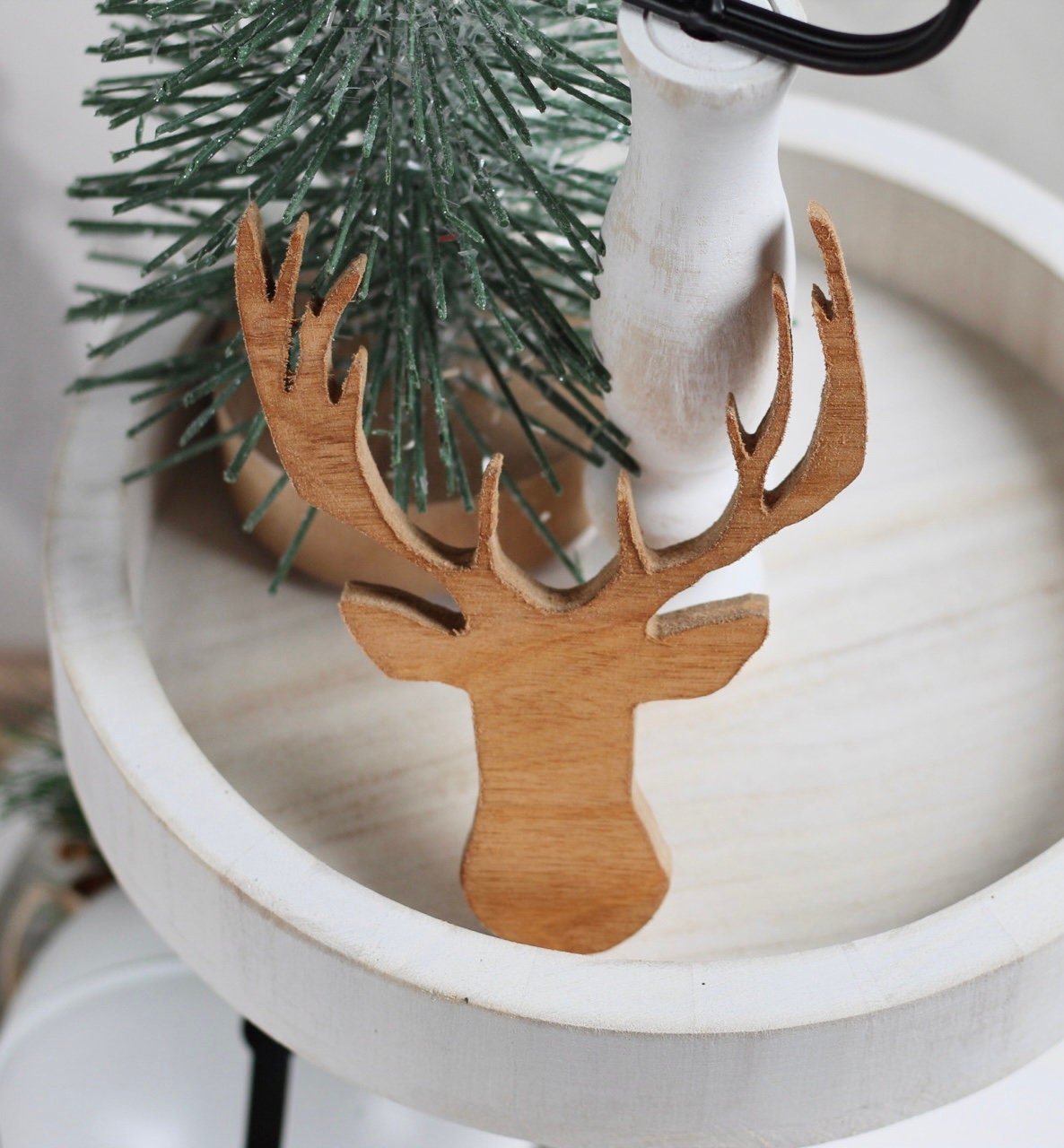 Winter Tiered Tray Decor Christmas Tiered Tray Decor Deer Tiered Tray Decor Buck Decor Deer Decor Hunting Season Decor Winter Deer Wood Deer