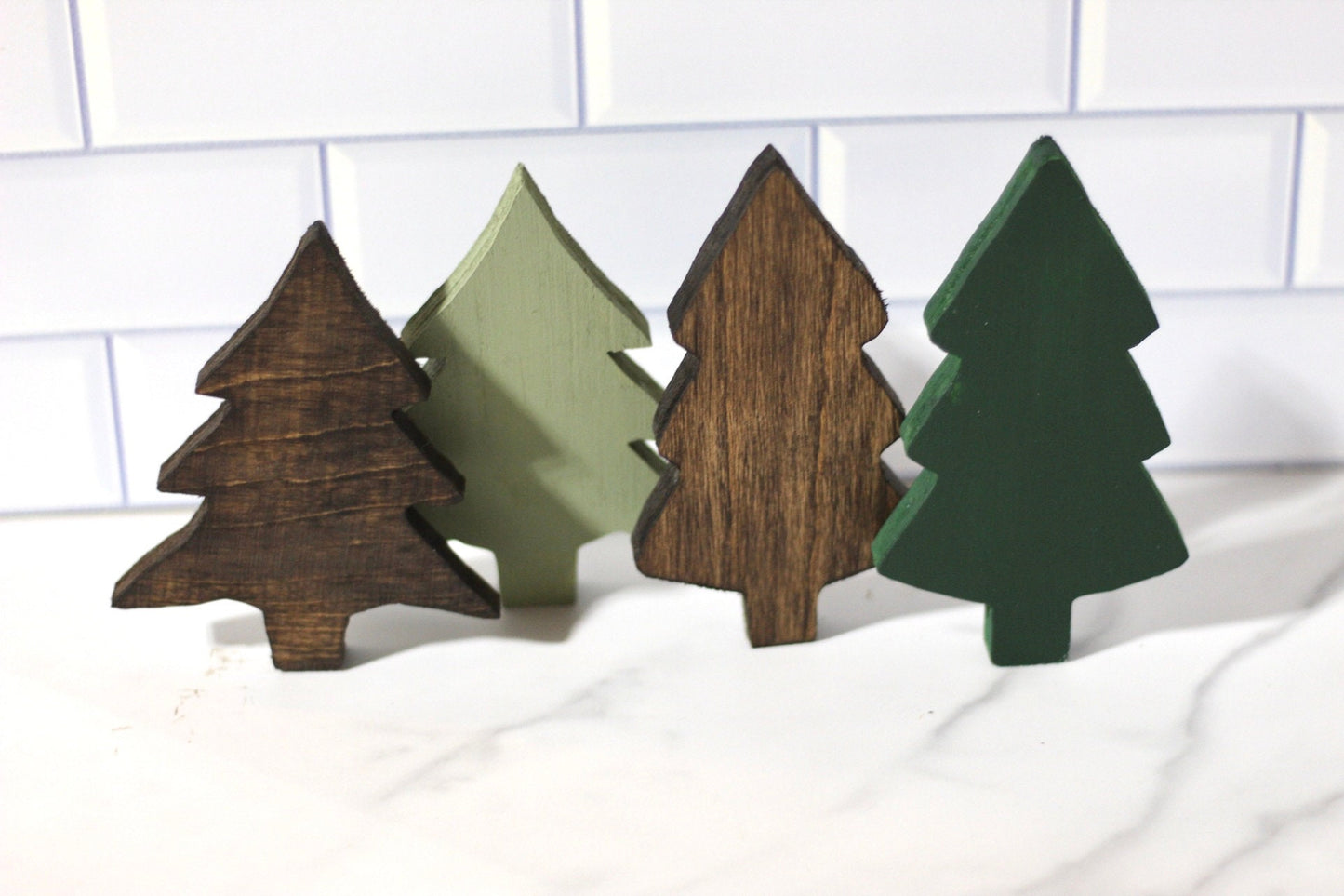 Wooden & Green Tiered Tray Christmas Trees