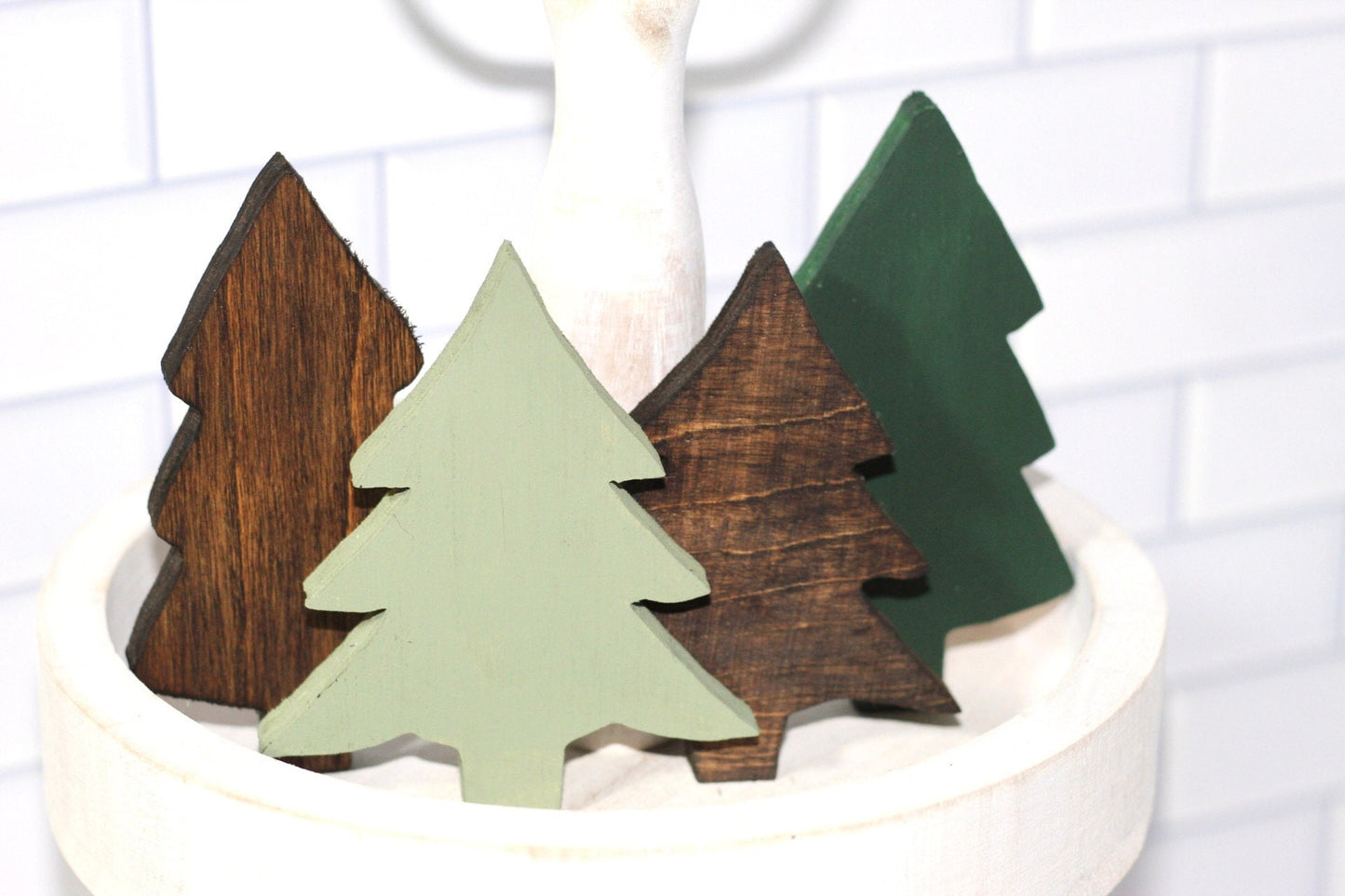 Wooden & Green Tiered Tray Christmas Trees