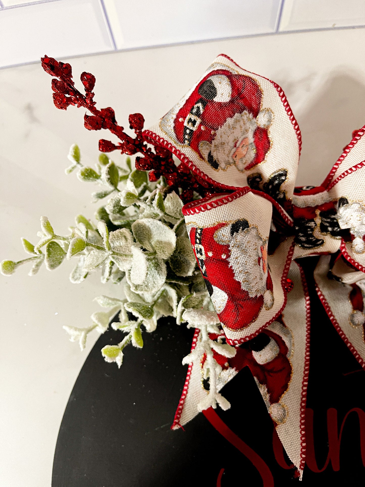 Santa Please Stop Here Door Hanger (Black)