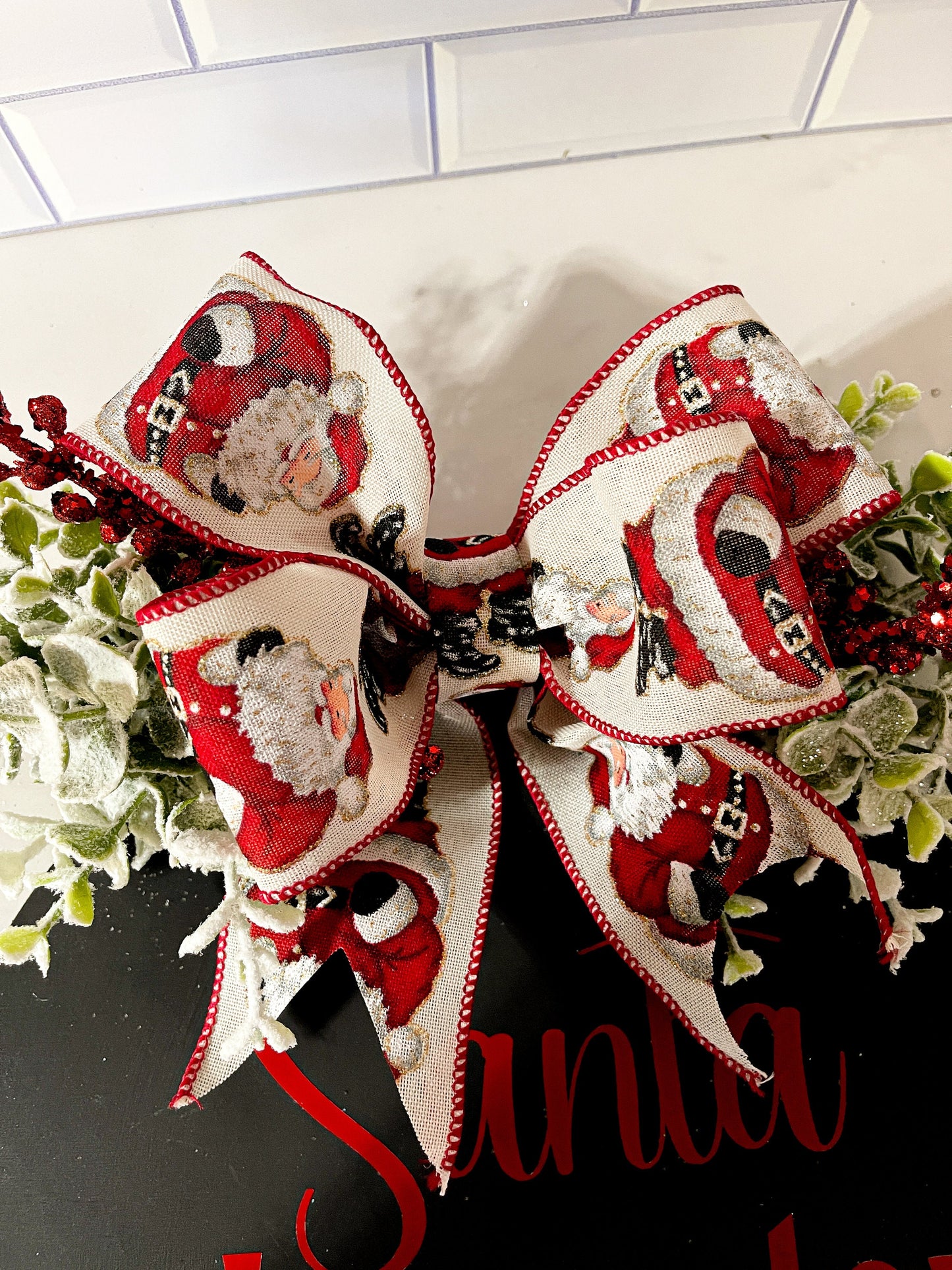 Santa Please Stop Here Door Hanger (Black)