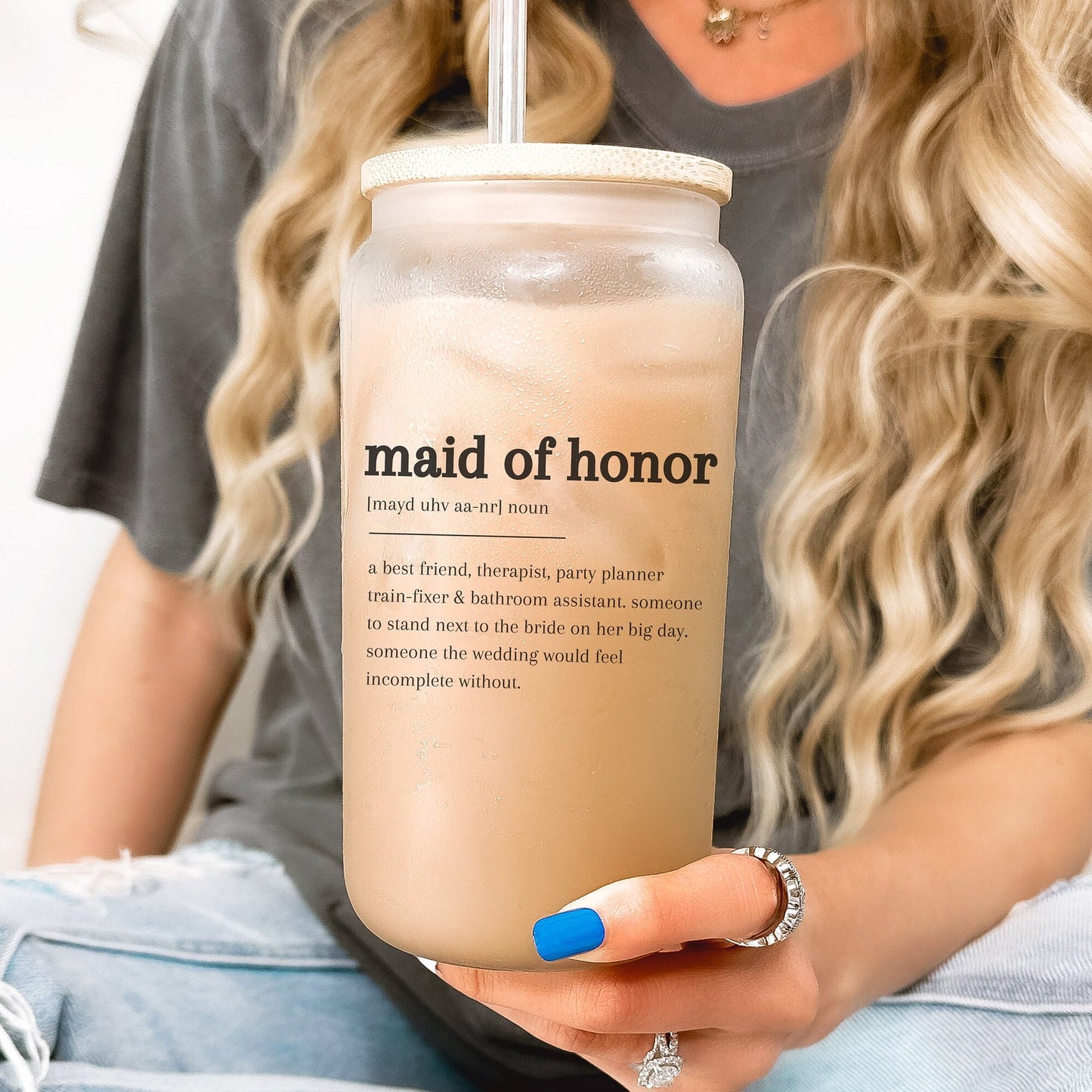 Bridesmaid Glass Can Cup