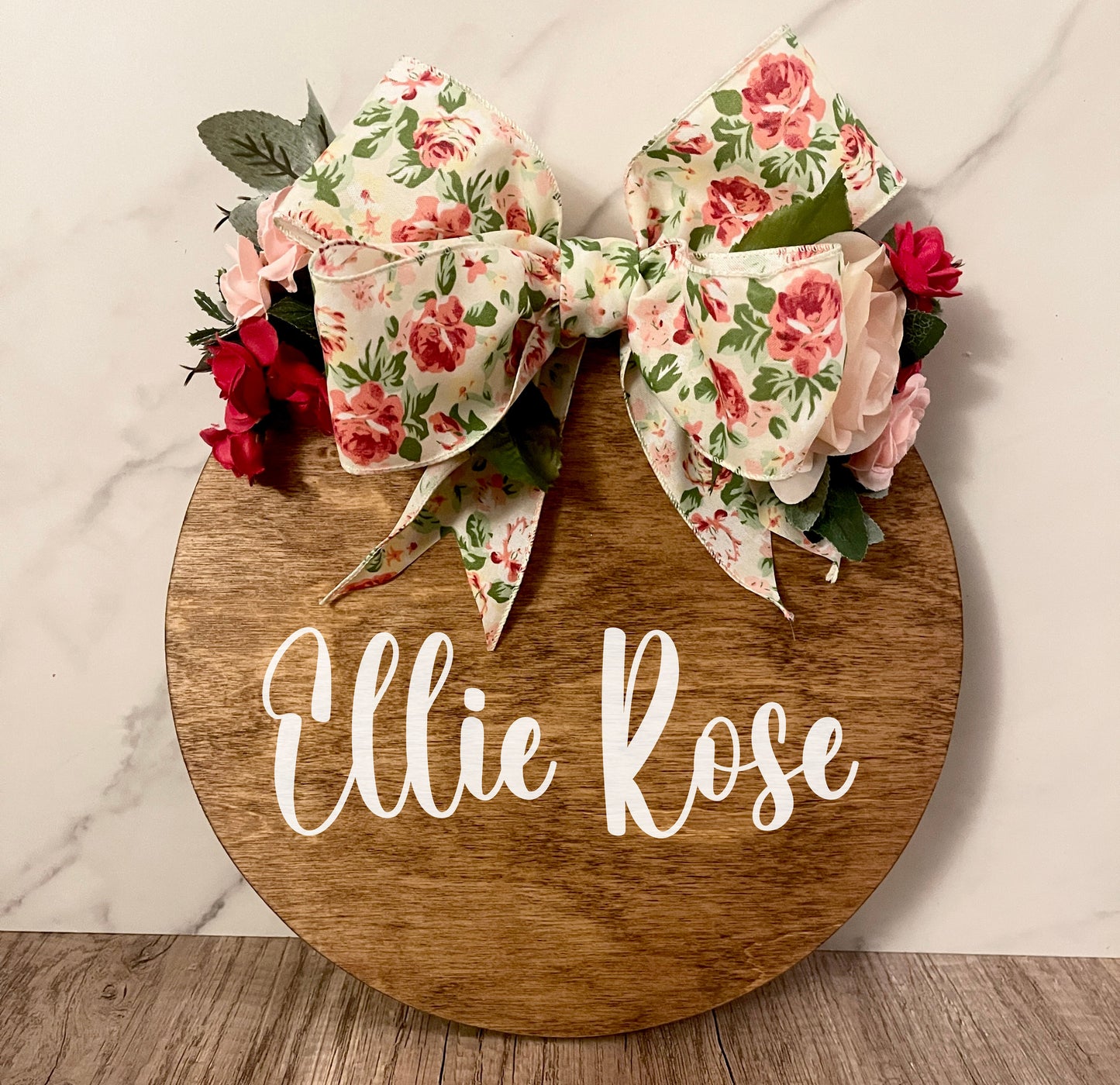 Hospital Door Hanger Nursery Name Sign Floral Sign for Baby Girl Birth Announcement Sign Hospital Name Sign Baby Shower Decor Baby Girl