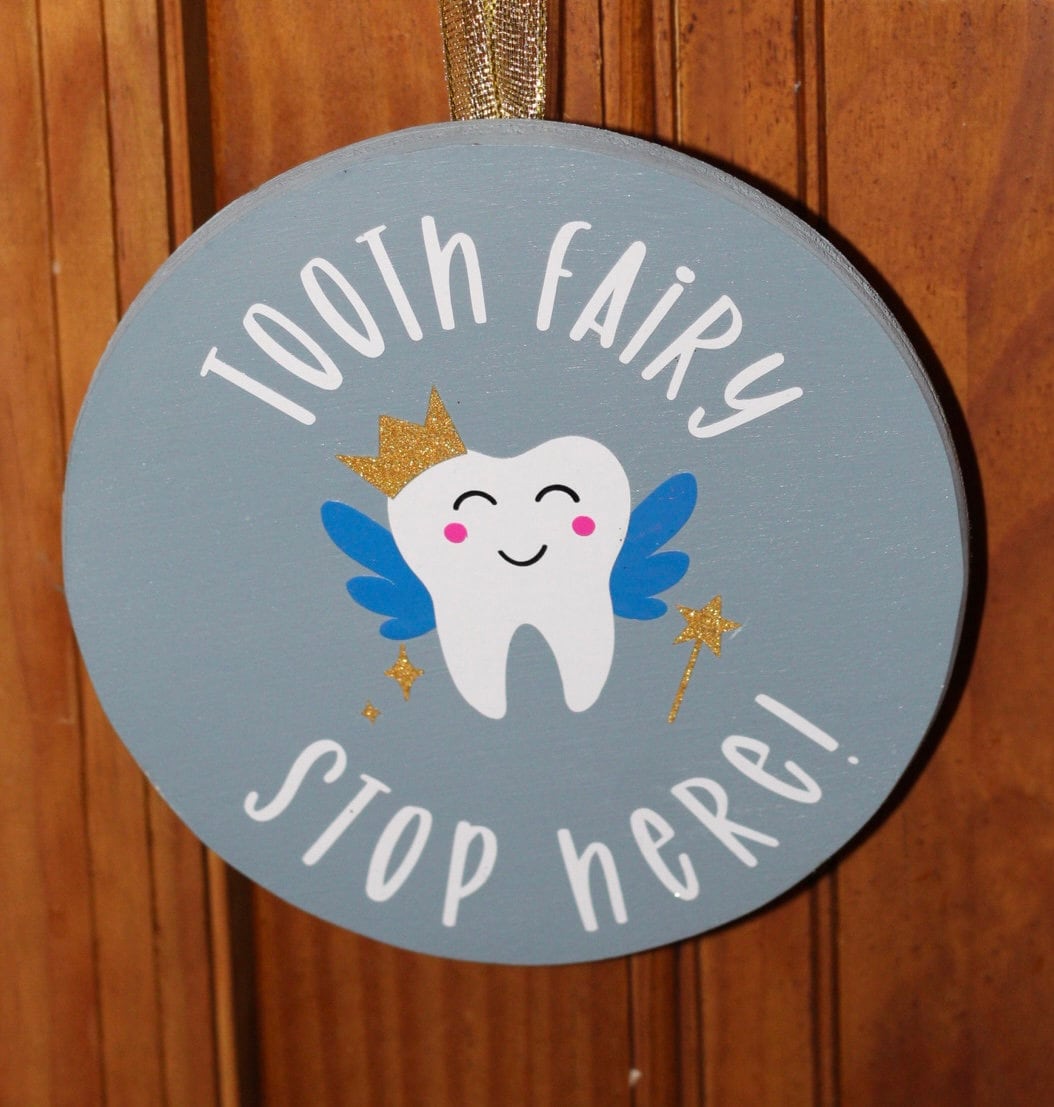 Tooth Fairy Door Hanger Tooth Fairy Reminder Tooth Fairy Please Stop Here Reminder for Tooth Fairy Loss of First Tooth