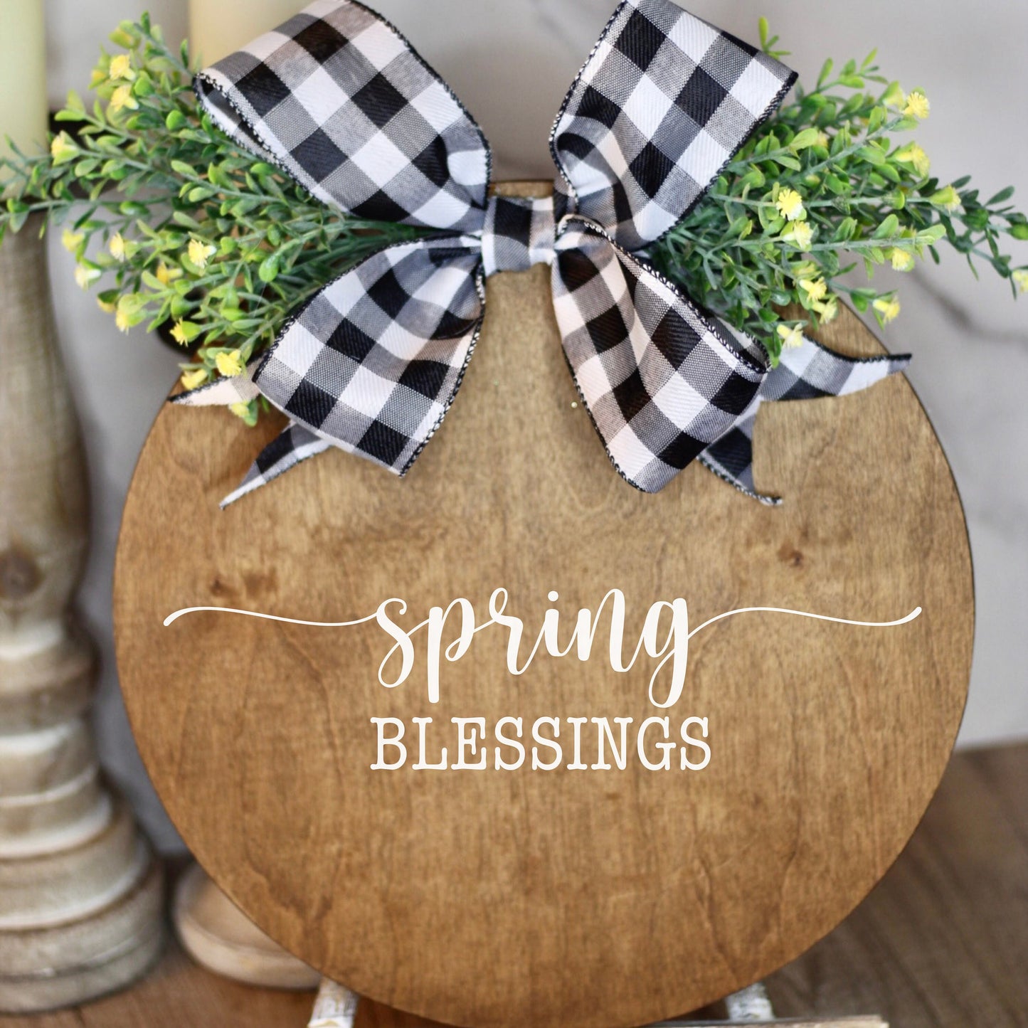 Spring Blessings Door Hanger Welcome Sign Spring Front Door Hanger Spring Wreath Welcome Door Hanger Front Porch Decor Yellow Flowers