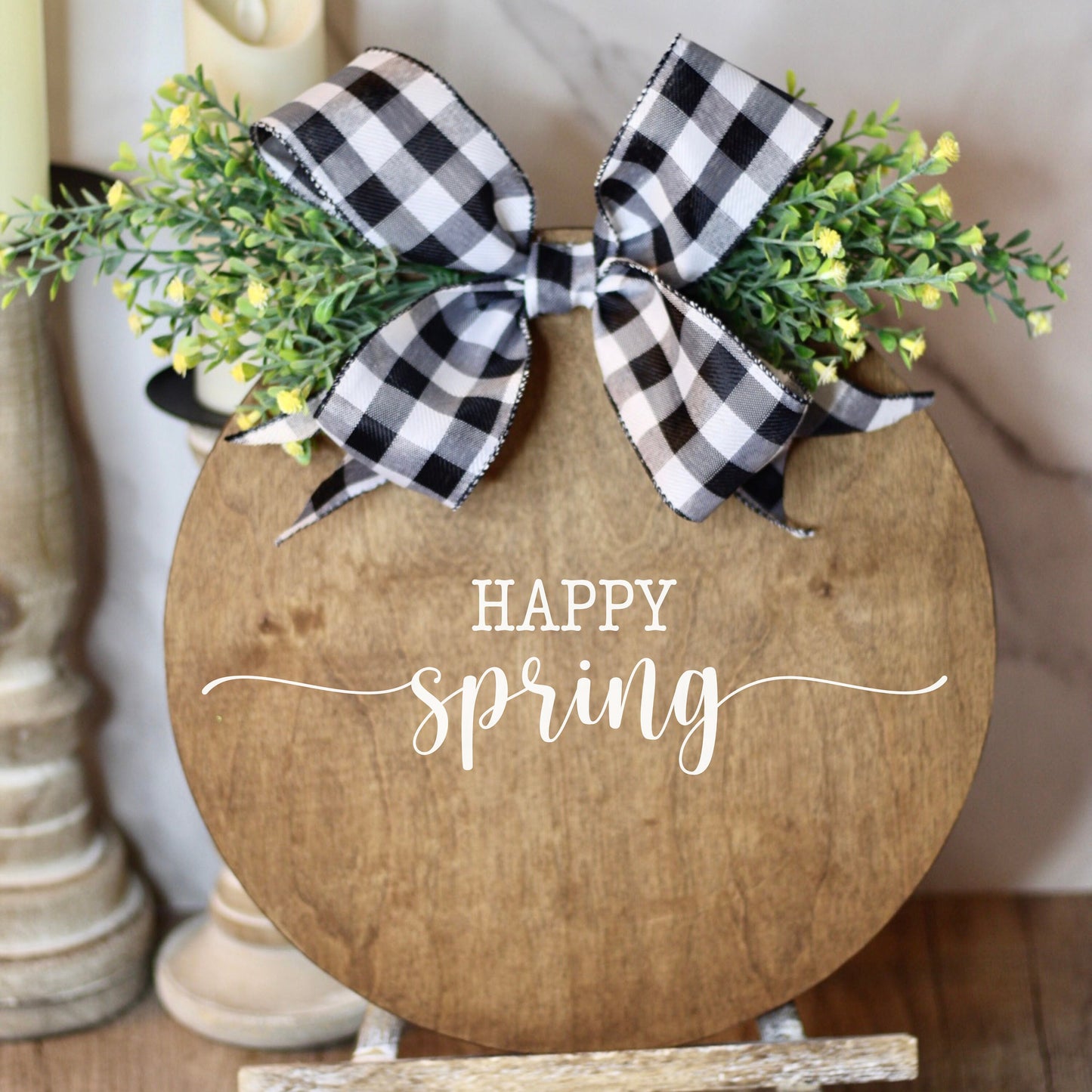 Spring Door Hanger Welcome Sign Spring Front Door Hanger Spring Wreath Welcome Door Hanger Front Porch Decor Happy Spring Floral Wreath