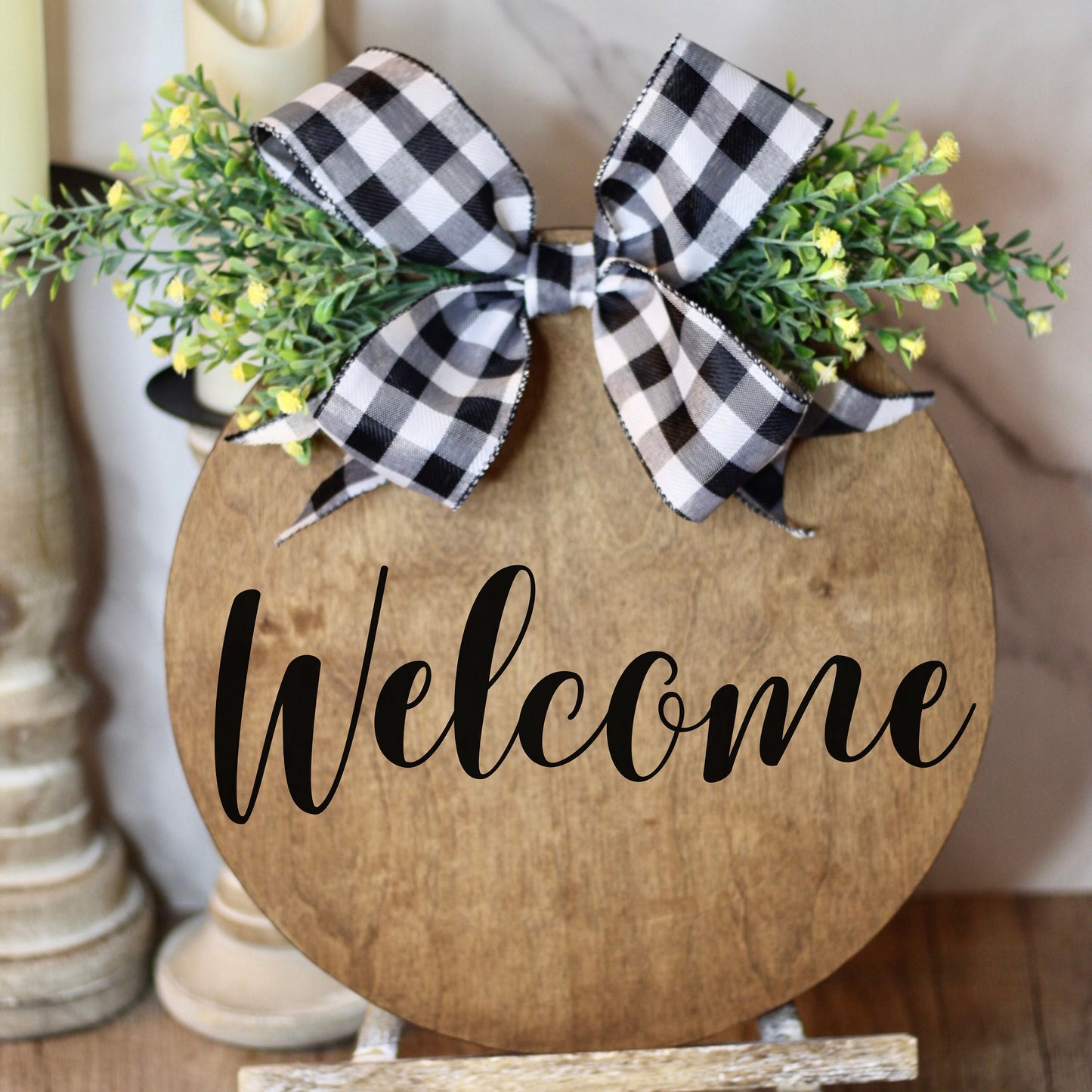 Spring Door Hanger Welcome Sign Spring Front Door Hanger Spring Wreath Welcome Door Hanger Front Porch Decor Yellow Flowers Floral Wreath