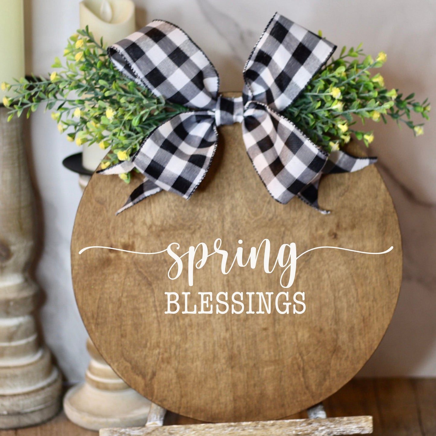 Spring Blessings Door Hanger Welcome Sign Spring Front Door Hanger Spring Wreath Welcome Door Hanger Front Porch Decor Yellow Flowers