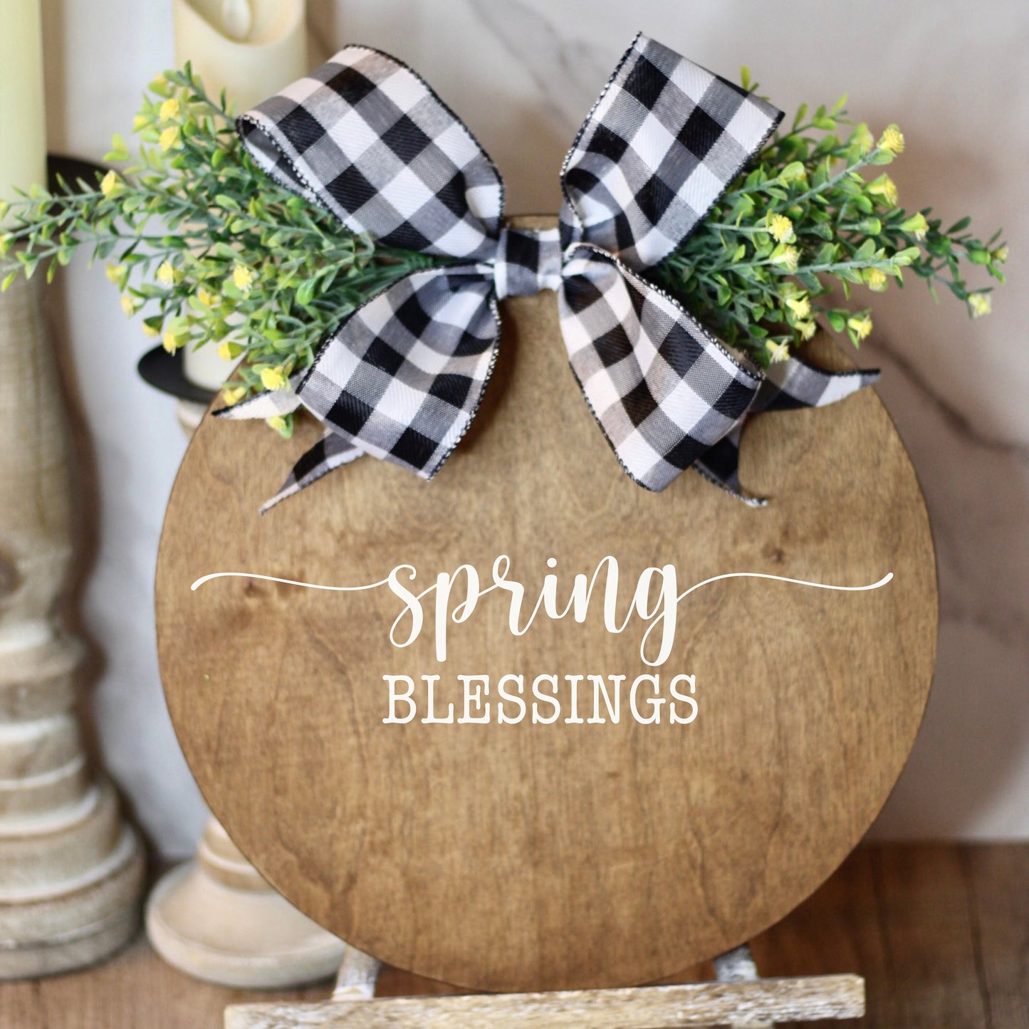 Spring Blessings Door Hanger Welcome Sign Spring Front Door Hanger Spring Wreath Welcome Door Hanger Front Porch Decor Yellow Flowers