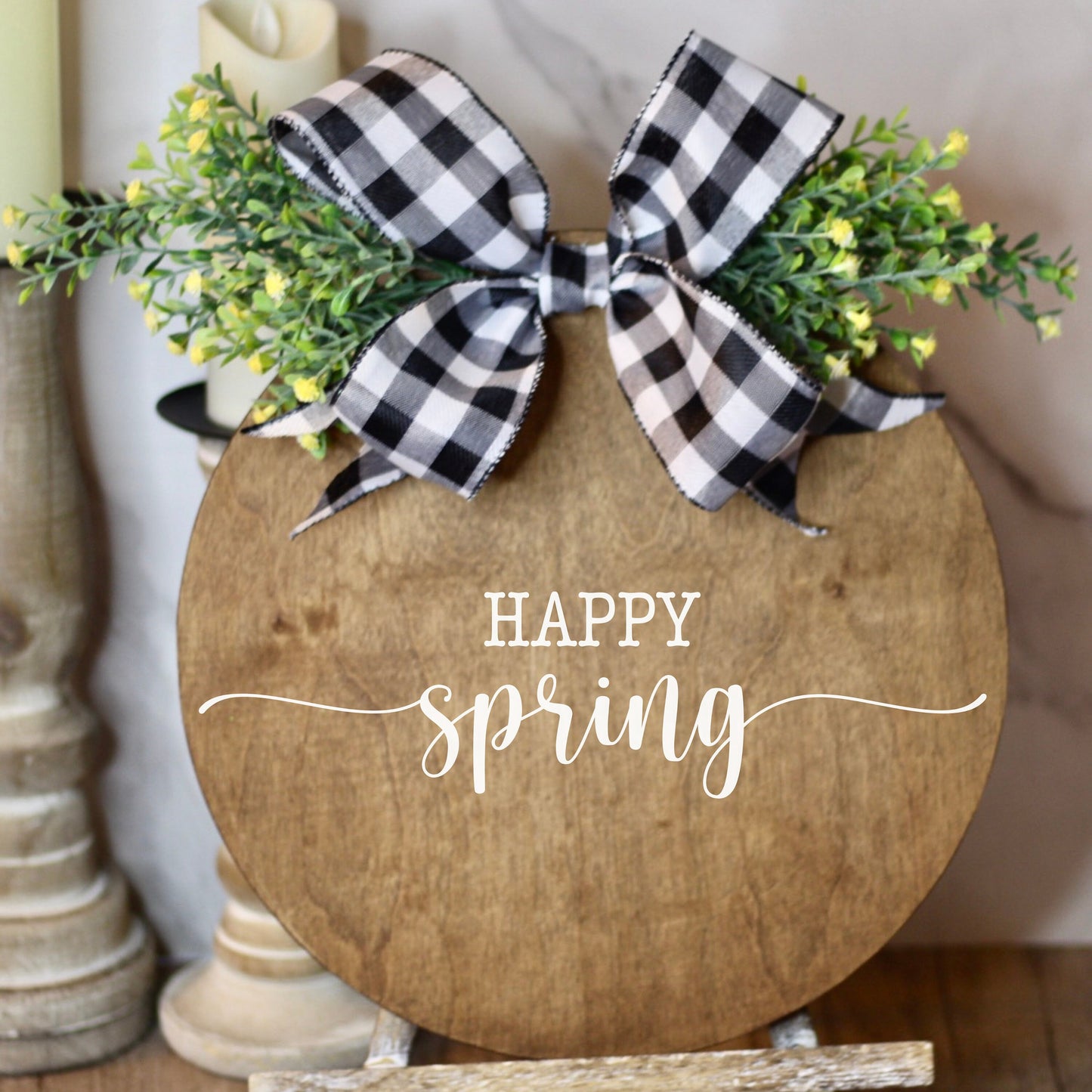 Spring Door Hanger Welcome Sign Spring Front Door Hanger Spring Wreath Welcome Door Hanger Front Porch Decor Happy Spring Floral Wreath