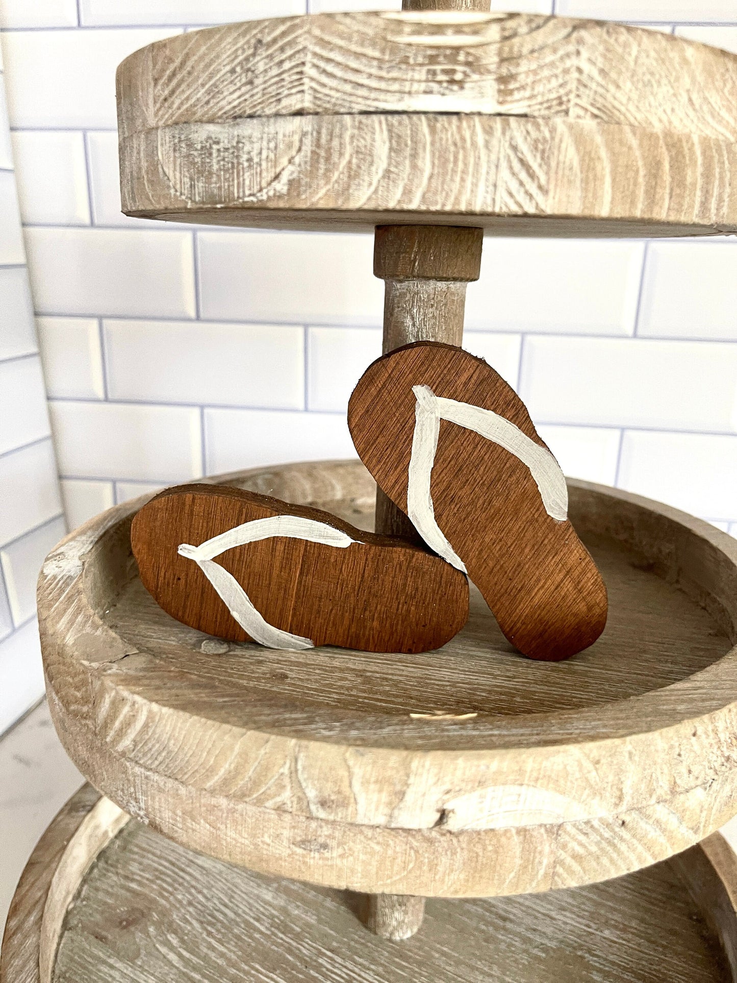 Flip Flops Tiered Tray Decor Beach Tiered Tray Summer Tiered Tray Decor Summer Decor Beach House Rustic Beach Decor Wooden Flip Flop Sandals