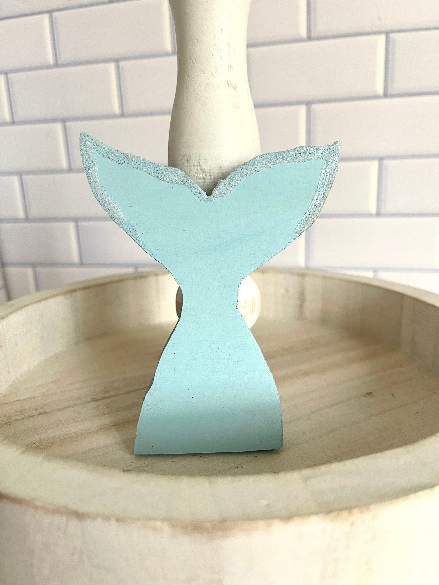 Mermaid Tail Tiered Tray Decor Beach Tiered Tray Summer Tiered Tray Decor Summer Decor Beach House Glitter Beach Decor Wooden Mermaid Tail