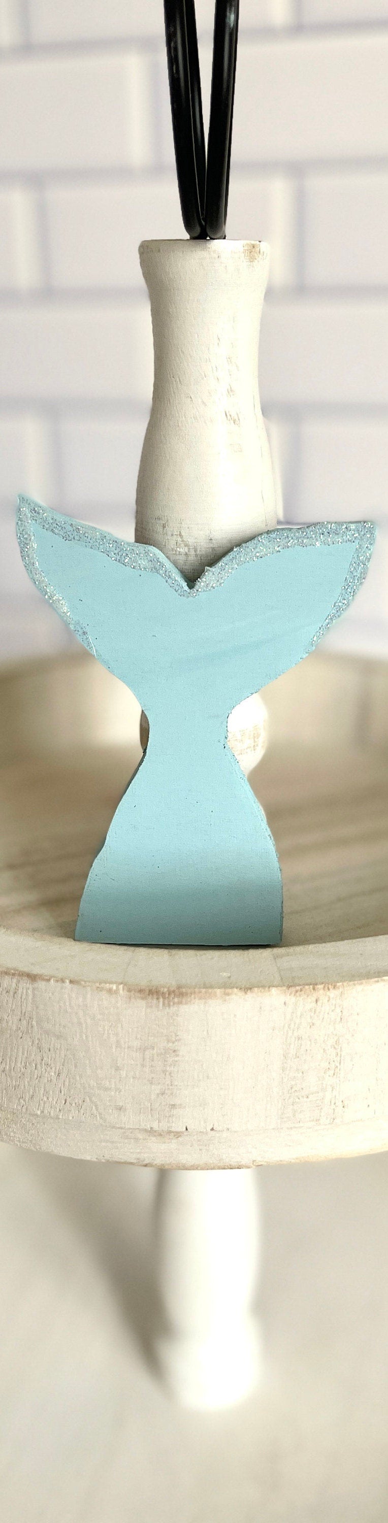 Mermaid Tail Tiered Tray Decor Beach Tiered Tray Summer Tiered Tray Decor Summer Decor Beach House Glitter Beach Decor Wooden Mermaid Tail