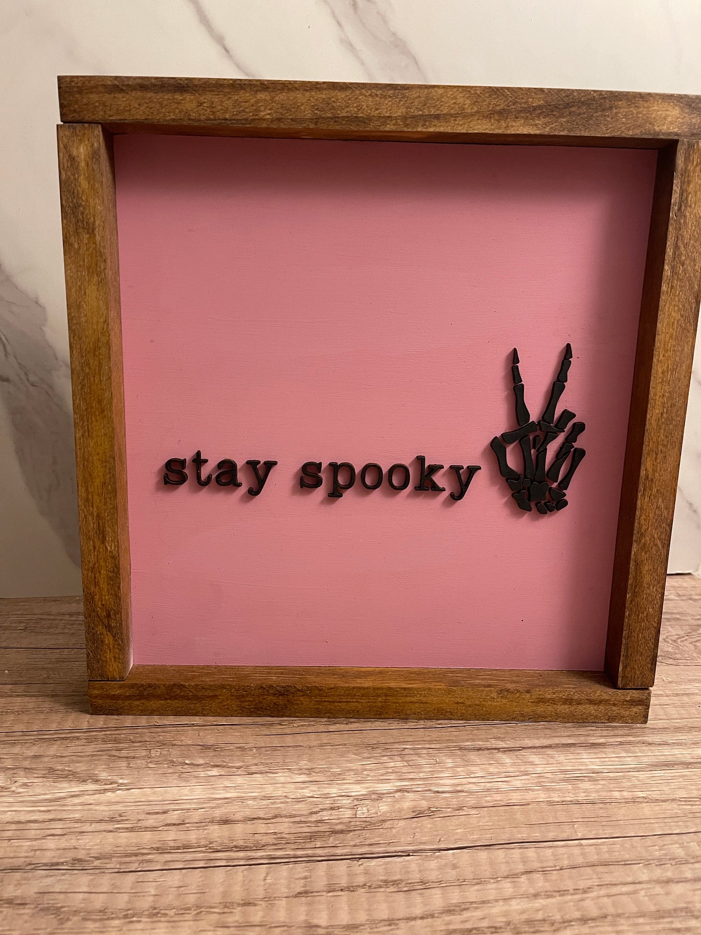 Halloween Sign for Halloween Stay Spooky Skeleton Sign Spooky Season Decor Pink Halloween Decor Halloween Framed Sign Fall Sign Fall Decor