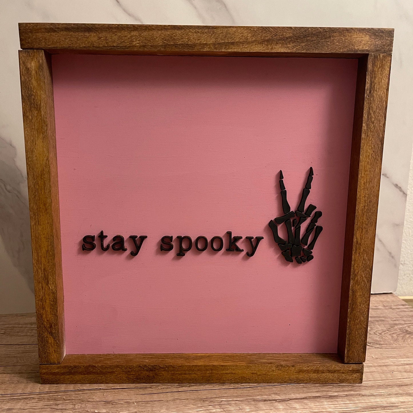 Halloween Sign for Halloween Stay Spooky Skeleton Sign Spooky Season Decor Pink Halloween Decor Halloween Framed Sign Fall Sign Fall Decor