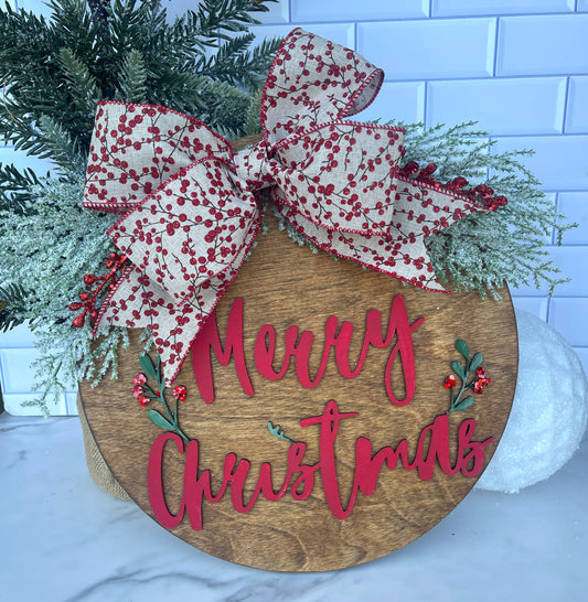 Merry Christmas Rustic Door Hanger