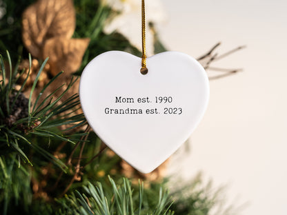 Mom established Christmas Ornament Grandma Established 2023 New Grandma Gift Mom Mothers Day Personalized Gift Custom Ornament Grandmother