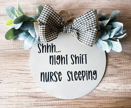 Gift for Night Shift Nurse Sleeping Sign for Nurse Gift Idea Funny Gift for Nurse RN Graduation Gift Wooden Door Sign Nurse Do Not Disturb