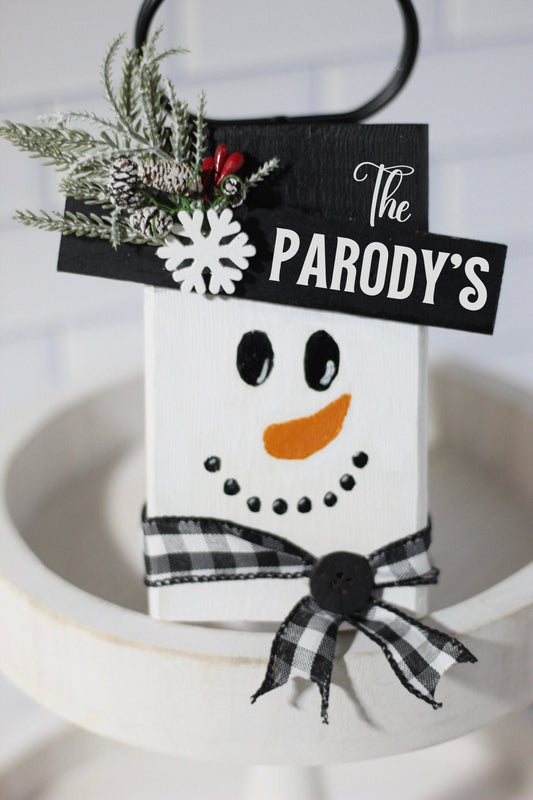 Personalized Snowman Decor Christmas Decor Winter Decor Winter Shelf Decor Custom Home Decor Personalized Family Name Snowman Christmas Gift