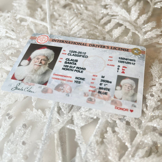 Santa License Lost Driving License Santa Claus License Santa's Sleigh License Christmas Novelty Christmas Decor Stocking Stuffer Santa ID