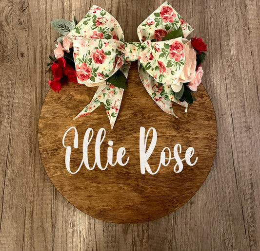 Hospital Door Hanger Nursery Name Sign Floral Sign for Baby Girl Birth Announcement  Sign Hospital Name Sign Baby Shower Decor Baby Girl