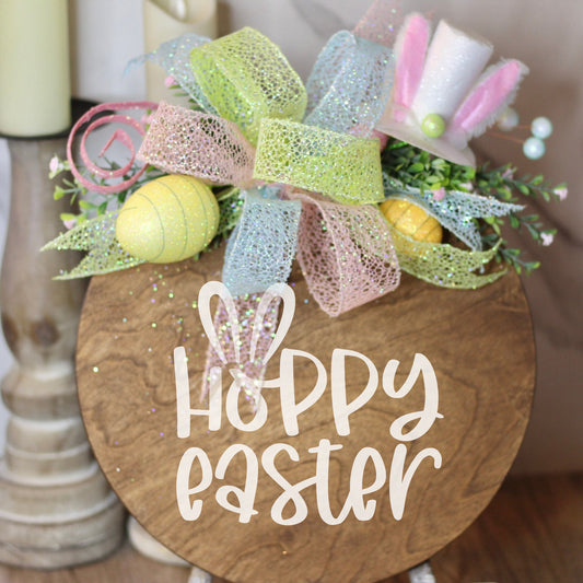 Easter Door Hanger Easter Front Door Decor Easter Wreath Easter Front Porch Decor Easter Bunny Decor Easter Bunny Wreath Hoppy Easter Sign