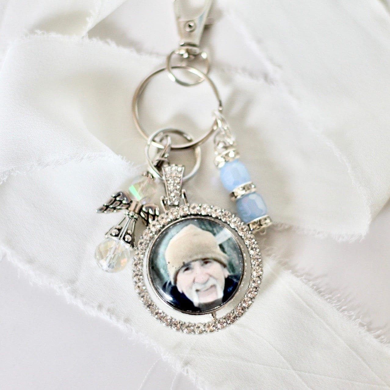 Wedding Bouquet Memorial Charm Something Blue Bridal Bouquet Charm Bridal Charm Gift for Bride bouquet photo charm memory charm Personalized