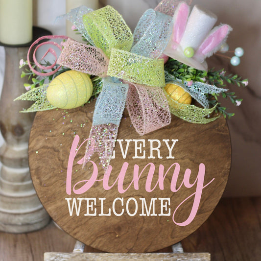 Easter Door Hanger Easter Front Door Decor Easter Wreath Easter Front Porch Decor Easter Bunny Decor Easter Bunny Wreath Welcome Sign Door