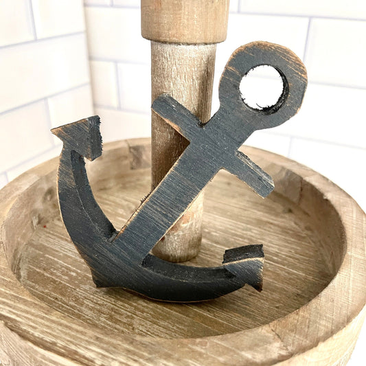 Nautical Decor Anchor Tiered Tray Decor Beach Decor Summer Decor Beach Theme Tiered Tray Coastal Decor Beach House Decor Tiered Tray Anchor