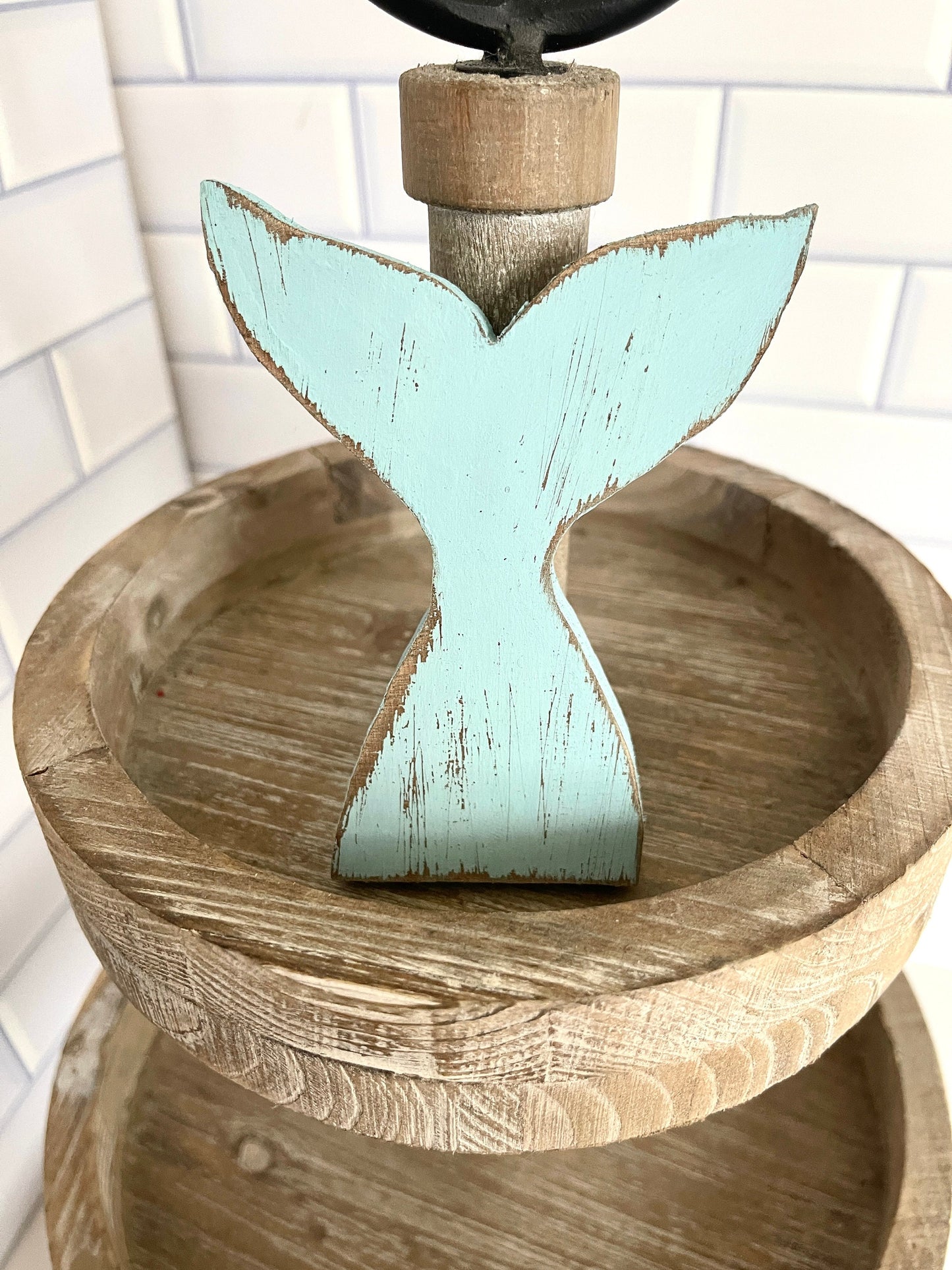 Mermaid Tail Tiered Tray Decor Beach Tiered Tray Summer Tiered Tray Decor Summer Decor Beach House Rustic Beach Decor Wooden Mermaid Tail