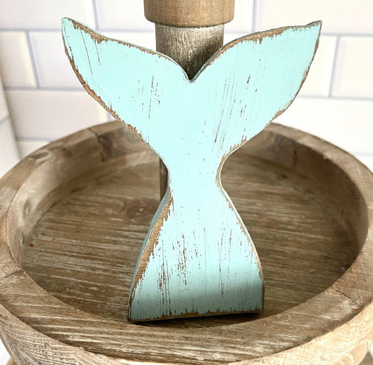 Mermaid Tail Tiered Tray Decor Beach Tiered Tray Summer Tiered Tray Decor Summer Decor Beach House Rustic Beach Decor Wooden Mermaid Tail