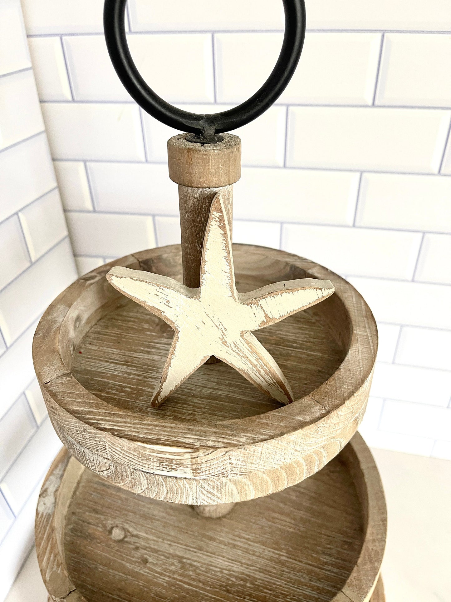 Starfish Tiered Tray Decor Beach Tiered Tray Decor Summer Tiered Tray Decor Summer Decor Beach House Decor Rustic Summer Decor Beach Theme